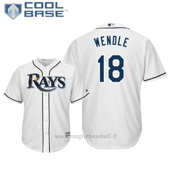 Maglia Baseball Uomo Tampa Bay Rays Joey Wendle Cool Base Majestic 1ªBianco